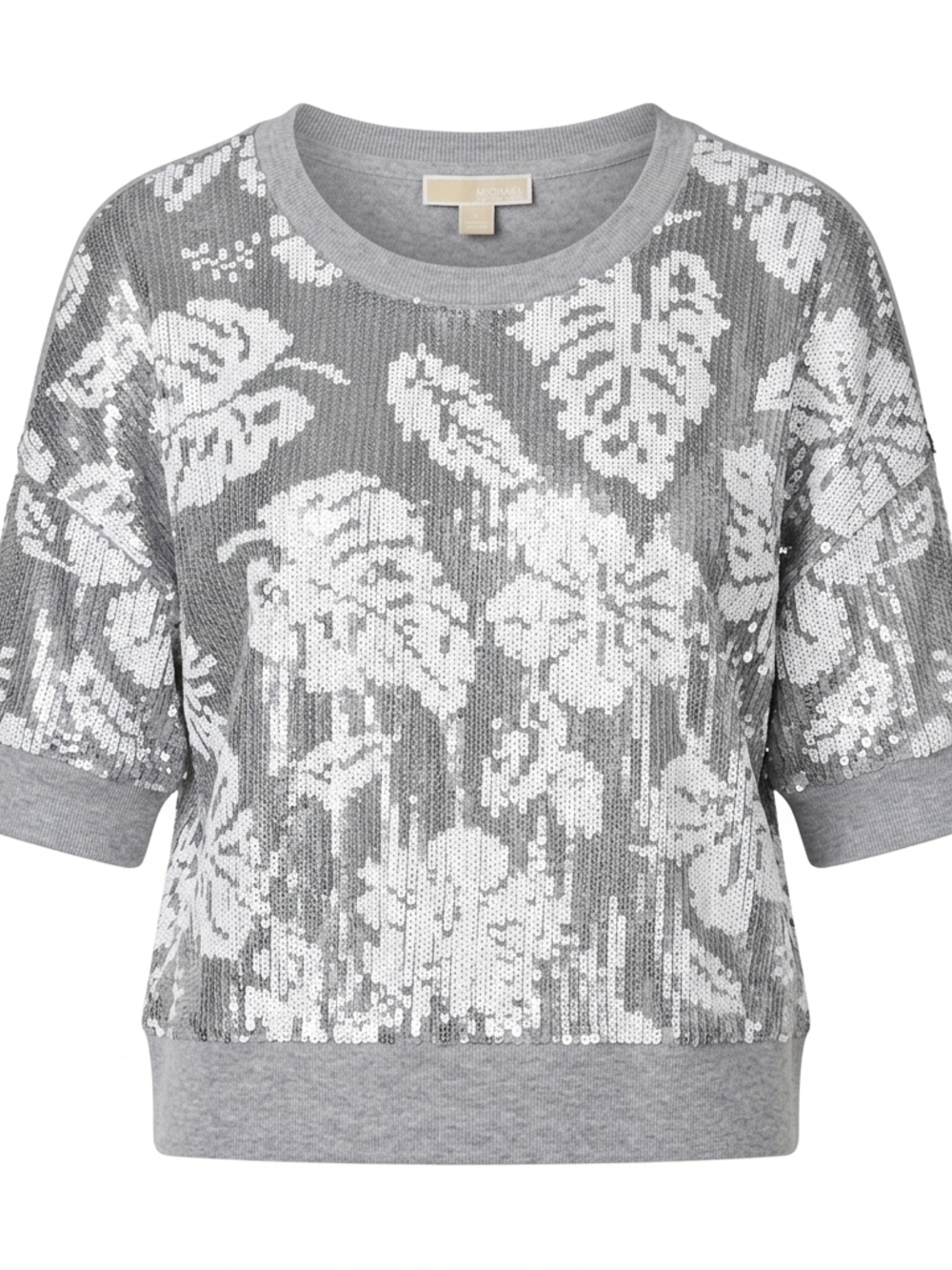 NWT Michael Kors Silver Sequin Grey Crop Top Size L